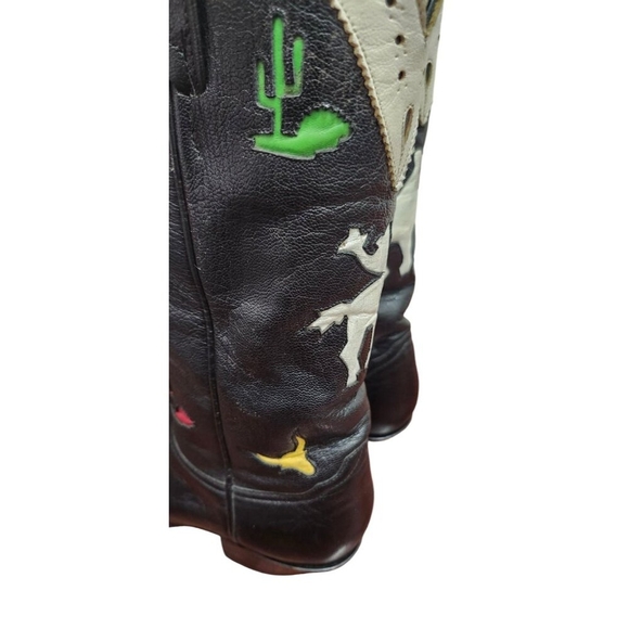 Larry Mahan Vintage Rare Rodeo Black White Red Cowgirl Cowboy Western Boots 7 B - Picture 7 of 16